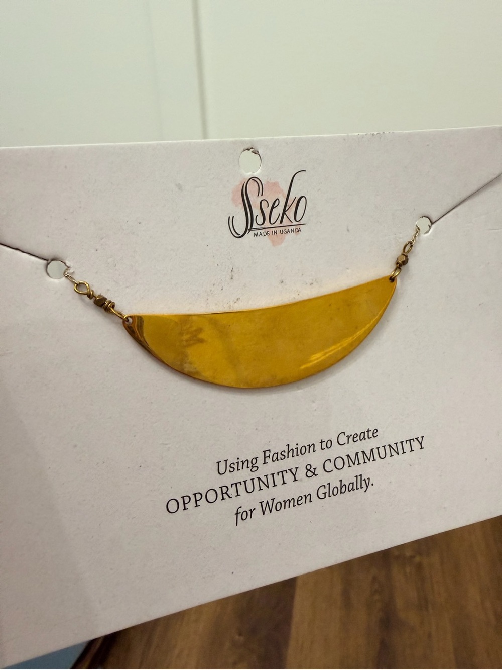 Sseko Brass Half Moon Necklace